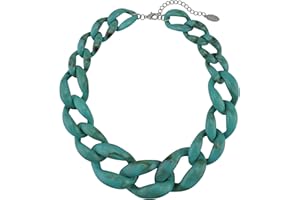 Bocar Statement Chunky Fashion Acrylic Paint Beads Choker Net Chain Necklace for Women Gifts (NK-10510-Teal)