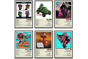 KUNYOS Gorillaz Poster Unframed (Set of 6) Album Cover Posters Music Canvas Posters 08x12inch(20x30cm) Style-5