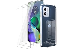 LYZXMY Hülle für Motorola Moto G54 5G(6.5") Transparent Handyhülle + 3 Stück Gehärtetes Glas Schutzfolie, Case Weich Silikon TPU Schutzhülle Cover 9H Härte HD Gehärtetes Glasfolie Glas