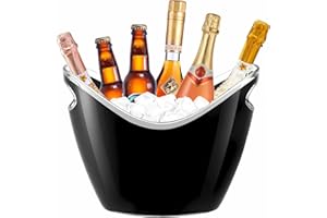 cailion 8L Eiseimer Champagner Eimer, Acryl-Eiskübel mit großem Fassungsvermögen, Vorratsbehälter für Obst und Gemüse,Weinkühler Sektkühler(black001)
