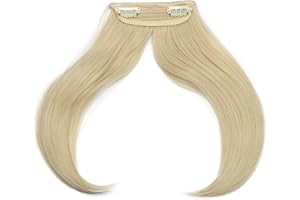 SEGO Frangia Clip Capelli Frangetta Finta Laterale Extension Clips Hair Bang Fascia Unica Corta Fringe Lisci Posticci Donna 40g #613C Biondo Chiarissimo