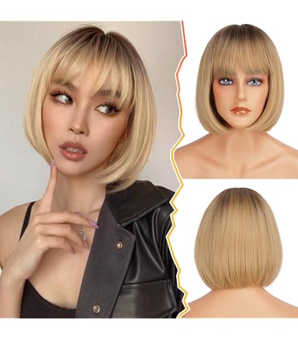 WEIWIG Kurzhaar-Perücke Blond – Synthetik Mit Pony, Hitzebeständig