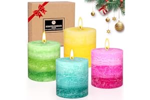 CANDELACELESTE Velas Aromáticas Velas Pilar, 4 Velas Perfumadas Naturales Velas Decorativas 6.8 x 7.3 cm| Regalos Mujer Para Rituales, Navidad, Meditación, Decoración de Tartas de Cumpleaños
