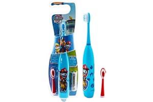 LORENAY Paw Patrol Battery Powered Electric Toothbrush for Kids – Soft Zig-Zag Bristles, Easy-Grip Handle, Extra Replacement Head & Battery Included | Gentle, Effective, and Fun Oral Care for Children Ages 3+