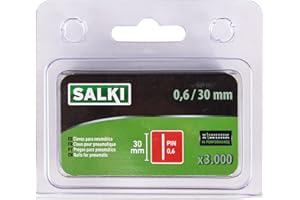 Salki - Chiodi pin 0,6 per corpo – Blister da 3000 unità, chiodi senza testa da 30 mm di lunghezza per graffatura pneumatica, compatibili con chiodi pneumatici.