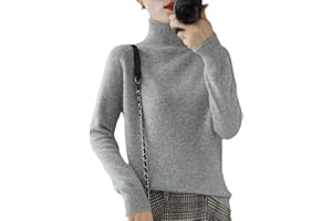 HUIPYOU HWYBHT Pull en laine cachemire à col roulé pour femme, couleur unie, pour l'automne et l'hiver