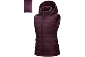 Outdoor Ventures Gilet trapuntato da donna con cappuccio, imbottito, per le mezze stagioni, imbottito, sportivo, da donna, caldo, con colletto alto, per escursioni, campeggio