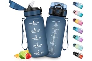 HoneyHolly Borraccia Bambini 500 ML, Borraccia Palestra con Orari per Bere, Bottiglia Motivazionale senza BPA con Cannuccia, Bottiglia Acqua per Scuola, Trekking, Asilo