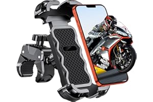 Babacom Uchwyt na telefon komórkowy, kierownica rowerowa, blokada 1s, bezpieczna ochrona, uchwyt na telefon komórkowy, amortyzator wstrząsów, uchwyt na smartfon, rower, kompatybilny z iPhone 15,