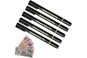 iLamvie 5 Pz Rivelatore Banconote False, Marchio Chiaro O Scuro,Penna Controllo Per Soldi Professionale, Verificare Euro Dollaro Sterlina Falsi,Rilevatore Di Banconote False,Libbre,Nero