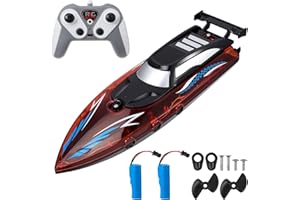 VIHBRAI Remote Control Boat with LED Light,2.4GHz Remote Control Boat for Adults Self-Righting 9.3MPH,30 Mins,RC Low Battery Alarm 2 Battery for Pools Lakes Rechargeable Pool Toys Gifts for Boys Girls