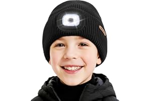 Wmcaps Upgraded Kids LED Lighted Beanie with Thick Warm Lining, Soft and Cozy Winter Hat with a Light Built in, Rechargeable Type-C Head Torch Hat, Gifts for Boys Girls