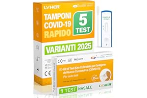 Lyher – 5 Tamponi COVID 19 rapido 2025 - Test Nasali Nuove Varianti 2025 - Sensibilità 100% a carica virale alta - Certificati per Uso Domestico - Risultato rapido