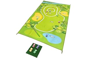 MAD MONKEY Golf Tee Mat Mini Golf for Home - Mini Golf Set Indoor - 160 x 100 cm Golf Carpet - Includes 8 Balls in 4 Colours - Mini Golf Gift for Home