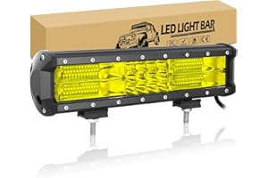 RIGIDON 12 Pollici 30cm 180W Barra Led Fuoristrada, 12V 24V Barra Luce a Led, Fari da Lavoro Led, Barra Luminosa a Led per Auto Trattore Camion SUV UTE ATV 4x4 Veicoli Offroad, 3000K Giallo