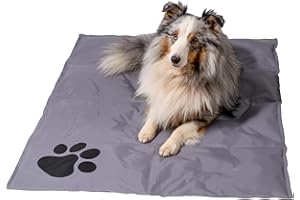 dobar® 60422 Mata chłodząca dla psów – mata chłodząca dla psów i kotów – mata samochłodząca dla zwierząt domowych – koc dla psa z wypełnieniem z zimnego żelu – koc chłodzący – 99,5 x 70 cm, szara