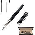 Accod Fashion Ballpoint Pen Student Gel Pen Metal Ballpoint Pen Signature Pen with Two Replaceable Refills Nice Gift for Family and Friend-Gift Box (Black)