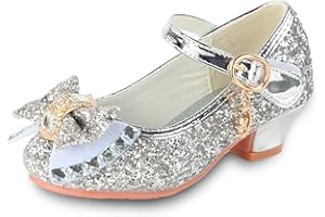 M MUNCASO Mary Jane Princess Shoes with Shiny Bow,Glitter Girls Party Shoes, Flower Girl Shoes for Banquets, Birthday Parties,Cosplay Dance Shoes Princess Fancy Dress Up Shoes