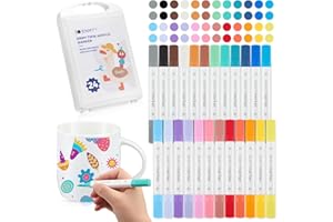 Tenare 24 Porzellanmalstifte mit Doppelspitze - 24 Brillante Farben, Pinsel- & Feine Spitze - Porzellanstifte zum Bemalen von Tassen, Glas, Keramik, Holz, Metall & für DIY-Dekoration
