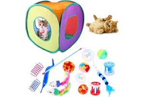YAGE Jouets Chat 22 pièces Kit de Jouets pour Chats,Tunnel interactif pour Chaton avec Plumes et Cloche,Jeux interactif pour d'intérieur pour Chat avec Chatons