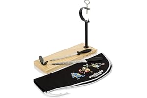 Steelblade Cubre Kukuxumusu + Cuchillo y Chaira-Madera Lacada-Soporte Fabricado en España-Jamonera Ideal para Jamones y Paletas, Espigón Perejil (011128)