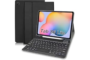 TENGWUDZ Funda Protectora con Teclado Desmontable Inalámbrico, en Español Ñ, (QWERTZ) para Samsung Galaxy Tab S6 Lite 10.4'' 2022(P613/P619) 2020(P610/P615), Negro