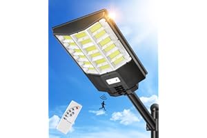 Sararoom Farolas Solares 1000W | 6500K Focos LED Exterior | Impermeable IP65 Farola Energía Solar con Sensor de Movimiento y Control Remoto, Luz de Seguridad para Camino Terraza Patio Garage
