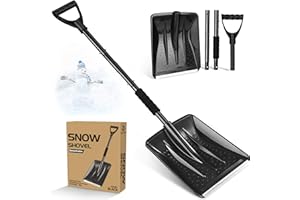 SHOWVIGOR Pala da Neve, 108cm Lungo Pala Neve Bordo Scorrevole con Profilo in Alluminio, 4 Pezzi Design Staccabile, Regolabile Portatile Pala da Neve per Auto Guidare, Campeggio, Pupazzo di Neve Play
