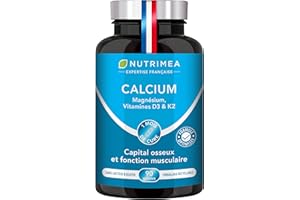 LABORATOIRES NUTRIMEA Calcium, Magnésium et Vitamines D3 & K2 - Complexe Santé Osseuse - Renforce les Os et les Muscles - Soutient la Densité Osseuse - 90 Gélules Vegan - Nutrimea - Fabriqué en France