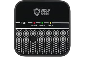 WOLF SHIELD Carbon Monoxide Detector 10 Year Sealed Battery |Portable Alarm|EN50291:2018 |No Display (Black)