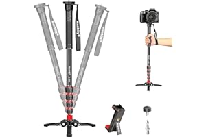 Manbily Extendable Camera Aluminum Monopod with Feet Portable Travel Monopod with Removable Tripod Stand Base for DSLR Canon Nikon Sony Video Camcorder 5 Sections 67-in 170cm Max Load 15.5lbs(A-222)