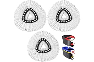 HOMEXCEL 3 Pack Washable Microfiber Spin Mop Heads Compatible with Vileda EasyWring Spin Mop - White - For Hard Floor, Wood, Tile, Marble, Ceramic