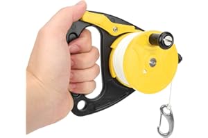 FOLOSAFENAR Diving Line Reel, Kayak Anchor Durable 150FT Dive Reel, White Diving Line with Double Ended Bolt Snap, for Drift Diving, Snorkeling, Kayaking(Yellow)