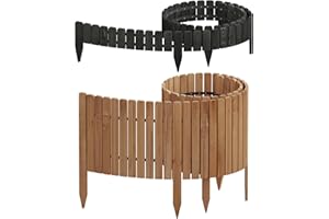 WOLTU Clôture de Pelouse Décorative en Bois, Bordure de Jardin Flexible, Palissade de Jardin Extérieur, Bordure de Parterre pour Gazon, Plate-Bande, Potager, Verger, 203x30 cm, Anthracite