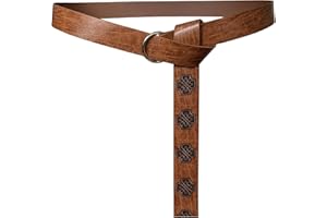 HiiFeuer Ceinture médiévale en cuir PU avec anneau torique en relief, ceinture rétro de chevalier de la Renaissance