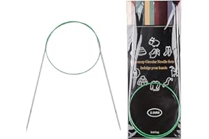 Aeelike 2mm Circular Knitting Needles 60cm, Metal Circular Needles for Knitting, Circular Cable Knitting Needles for Magic Loop, Fixed Circular Knitting Needle for Hats, Socks, Round Needle US 0