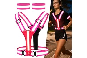 iKALULA Gilet de sécurité à LED pour vélo, avec réflecteurs à 360°, lumière USB-C, gilet de course réglable pour le cyclisme ou la randonnée, le jogging, la course à pied