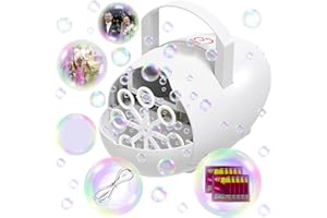 LAYPUNY Bubble Machine 18000+ Bubbles/Minute with 2 Speed Modes Portable Automatic Bubble Maker Toy Powered by Batteries/Plug in Gifts for Stage Outdoor Party Grden Wedding Birthday (white)