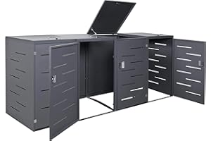 MENDLER 4x copribidoni box spazzatura rifiuti HWC-E83 80x263x116,5cm acciaio zincato antracite