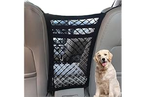 Candora Car Dog Guard Pet Barrier Dog Car Net Barrier with Auto Safety Mesh Organizer Stretchable Storage Bag Universal for Cars, SUVs,3 Layer Pet Dogs Car Driving Accessories Safety Travel
