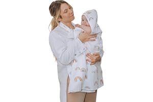 ÜneeQbaby Toalla sin Manos para Baño de Bebés y Niños | Toalla con Capucha de Algodón 100% | Delantal para Baño Seguro | Regalo Ideal para Recién Nacidos