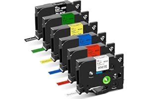 Wonfoucs 6x Cintas de Etiquetas Compatible para usar en lugar de Brother TZe-231 TZe-431 TZe-531 TZe-631 TZe-731 TZe-335 TZe 12mm x 8m para Brother P touch H100 H110 H100LB H107B D600 E110VP
