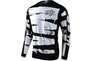 HULG Męskie koszulki rowerowe MTB, lekkie materiały MX MTB, oddychający materiał, rower górski z długim rękawem oddychająca wygodna miękka odprowadzająca wilgoć koszulka rowerowa