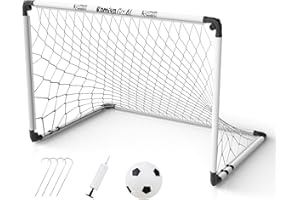 Kamiya Porta da calcio per giardino, 60x45/ 90x60/ 115x80 cm Portatile Pieghevole porte da calcio, Set di Porta da Calcio da Giardino con Pallone, Pompa, Borsa e Chiodi