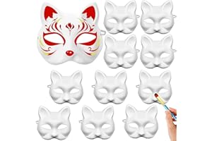 WUZDY 10 Stücke Leere Maske, Cosplay Maske Weiß, Katzenmaske Weiß, Fuchs Cosplay Maske, Weiß, Weiße DIY Maske, Weiße Papier Maske, Für Cosplay, Karneval, Maskerade, Halloween, Diy Masken Partyzubehör
