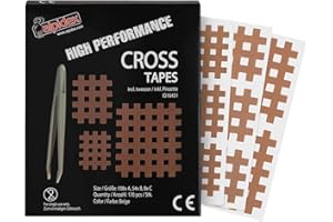 ‎ALPIDEX ALPIDEX Cross Tape 170 Stück - Größe A.B und C - beige - Gitter Tapes Gitterpflaster Pflaster mit antistatischer Pinzette Gittertape Wasserfest Starker Kleber Mixbox