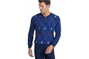 Il Granchio Pigiama Uomo Cotone Lungo, Cotone Mercerizzato, Pigiama Uomo Cotone Leggero