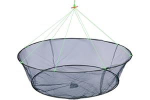 NORK Red de pesca plegable, trampa para pececillos, trampa para cangrejos, red de pescado, jaula de fundición a mano, trampa de malla para pececillos, langostas, cangrejos, camarones y peces