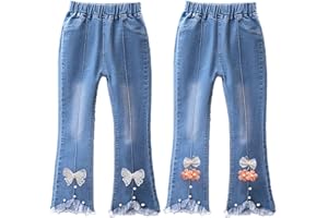 FAIRYRAIN 2 Pack Little Kids Mädchen Jeans Leggings Skinny Fit Denim Hose mit elastischer Taille Kleinkinder Hose