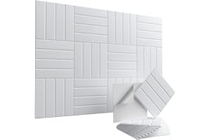 Vieshful 20 Pack Self-Adhesive Acoustic Panels – 12"x12"x0.4" Soundproof Wall Panels, High-Density Sound Proof Panels, Felt Acoustic Wall Panels for Echo & Noise Reduction, Home Office Decor White